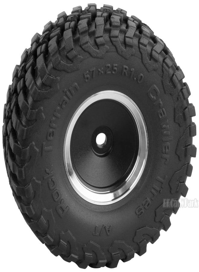 عجلات وإطارات BRCatWPark RC مقاس 1.0 بوصة لسيارات الزحف RC من طراز TRX4M بمقياس 1/18 و Axai1 SCX24 بمقياس 1/24، 4 قطع من جنوط العجلات المصنوعة من سبائك الألومنيوم مقاس 1.0 بوصة وإطارات مطاطية، مع حشوات إسفنجية، إطارات بايلوتشي - Image 4